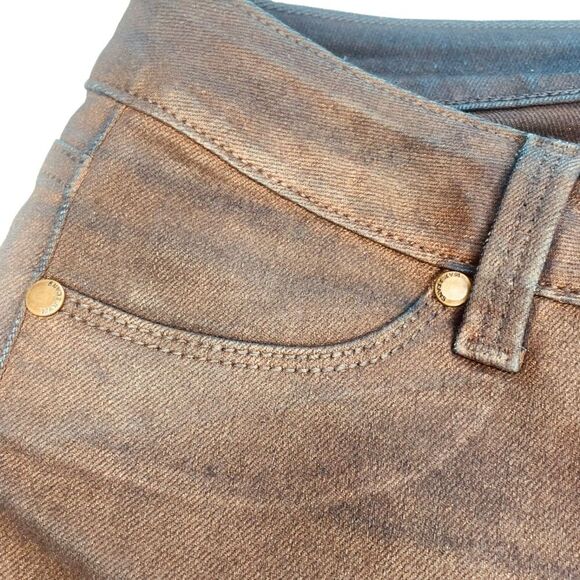 Max Studio | Brown & Navy Iridescent Straight Leg Denim Jeans Size 8 | EUC - Picture 11 of 14